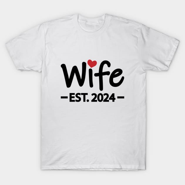 Wife EST. 2024 typographic logo design T-Shirt by CRE4T1V1TY